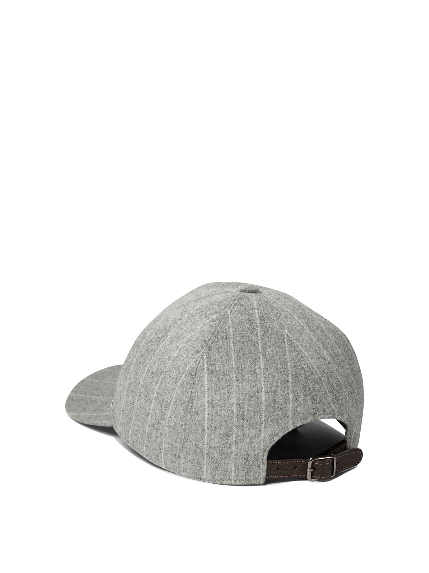 BRUNELLO CUCINELLI Grey Chalkstripe flannel cap with shiny band